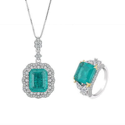 품질  Zircon Square Gemstone Necklace Pendant Ring Set For Birthday Gift 공장