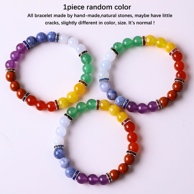 4mm/6mm/8mm/12mm 수작업 크리스탈 7 차크라 팔찌 길이 18cm