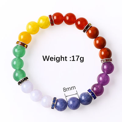 4mm/6mm/8mm/12mm 수작업 크리스탈 7 차크라 팔찌 길이 18cm