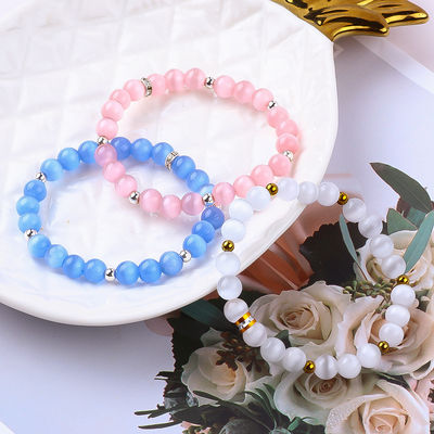 8mm/10mm/12mm 원형 고양이 눈 보석 팔찌