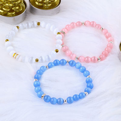 8mm/10mm/12mm 원형 고양이 눈 보석 팔찌
