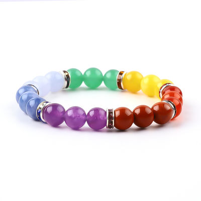 4mm/6mm/8mm/12mm 수작업 크리스탈 7 차크라 팔찌 길이 18cm