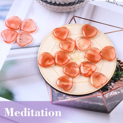 20mm 수박 닦은 바위 쿼츠 심장 모양 로즈 쿼츠 크리스탈