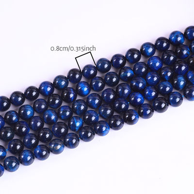 8mm 천연 어두운 파란색 호랑이 눈 보석 보석 제조를 위한 크리스탈 돌 진주