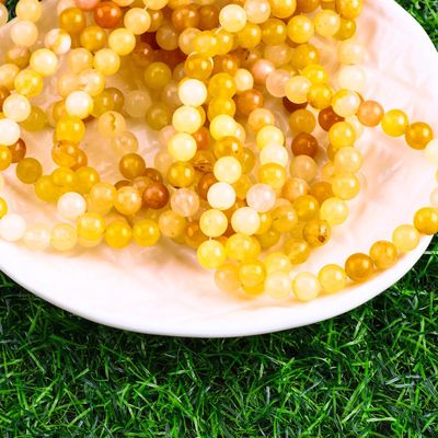 어두운 노란색 자이드 둥근 진주 자연 결정 보석 다른 진주 크기 DIY 보석 제조를 위한 느슨한 진주 나선