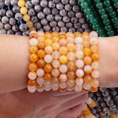 어두운 노란색 자이드 둥근 진주 자연 결정 보석 다른 진주 크기 DIY 보석 제조를 위한 느슨한 진주 나선