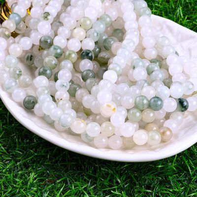 천산 녹색 자이드 둥근 구슬 천연 결정 보석 다른 구슬 크기 DIY 보석 제조를 위한 느슨한 구슬 나선