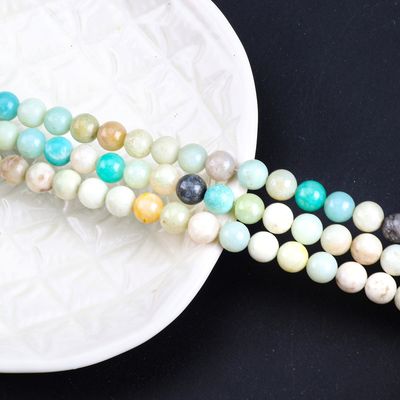 아마존이트 둥근 진주 자연 결정 보석 다른 진주 크기 DIY 보석 제조를 위한 느슨한 진주 나선