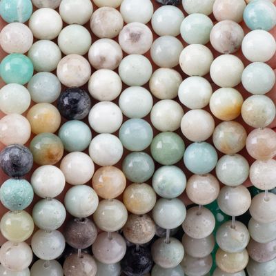 아마존이트 둥근 진주 자연 결정 보석 다른 진주 크기 DIY 보석 제조를 위한 느슨한 진주 나선