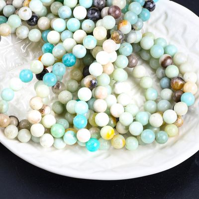 아마존이트 둥근 진주 자연 결정 보석 다른 진주 크기 DIY 보석 제조를 위한 느슨한 진주 나선