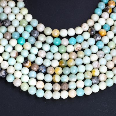 아마존이트 둥근 진주 자연 결정 보석 다른 진주 크기 DIY 보석 제조를 위한 느슨한 진주 나선