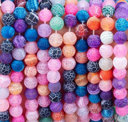 레인보우 웨어러드 아가트 느슨한 진주 스트랜드 반 귀석 매트 얼음 찢어진 아가트 DIY 보석 제조