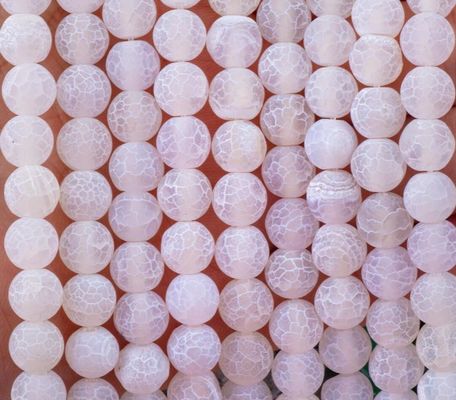 하얀색 훼손된 아가트 느슨한 진주 줄무늬 반 귀석 매트 얼음 찢어진 아가트 DIY 보석 제조