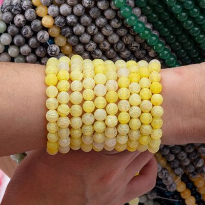 노란색 기성 아가트 둥근 반 귀 귀석 DIY 보석 제조를위한 느슨한 귀석 실