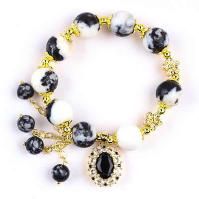 12mm 흑백 Zebra Jasper Healing Bead Bracelets for Meditation 12mm 흑백 Zebra Jasper Healing Bead Bracelets for Meditation 명상용 구슬 팔찌