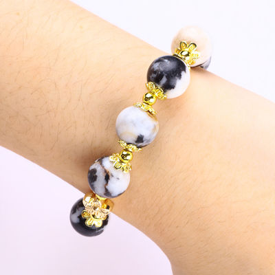 12mm 흑백 Zebra Jasper Healing Bead Bracelets for Meditation 12mm 흑백 Zebra Jasper Healing Bead Bracelets for Meditation 명상용 구슬 팔찌