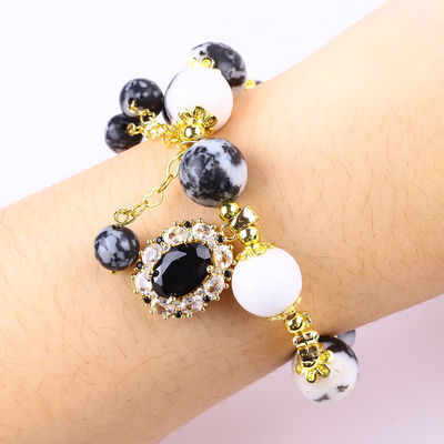 12mm 흑백 Zebra Jasper Healing Bead Bracelets for Meditation 12mm 흑백 Zebra Jasper Healing Bead Bracelets for Meditation 명상용 구슬 팔찌