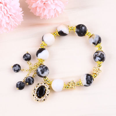 12mm 흑백 Zebra Jasper Healing Bead Bracelets for Meditation 12mm 흑백 Zebra Jasper Healing Bead Bracelets for Meditation 명상용 구슬 팔찌