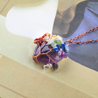 불안 차크라 나무 목걸이 Pendant 1.96*1.57인치/5*4cm