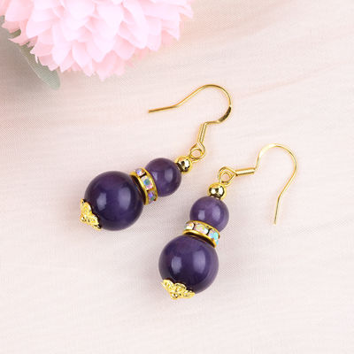 보라색 고양이 눈 보석 떨어지는 귀걸이 8MM 10MM 귀걸이