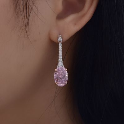 925 스털링 실버 지르콘 긴 타원형 귀걸이 사용자 정의 색상