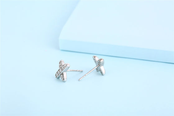X Shape 925 모이사나이트 스드 귀걸이 스터링 은 보석