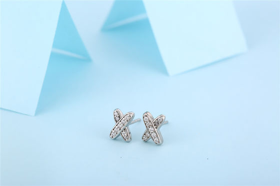 X Shape 925 모이사나이트 스드 귀걸이 스터링 은 보석