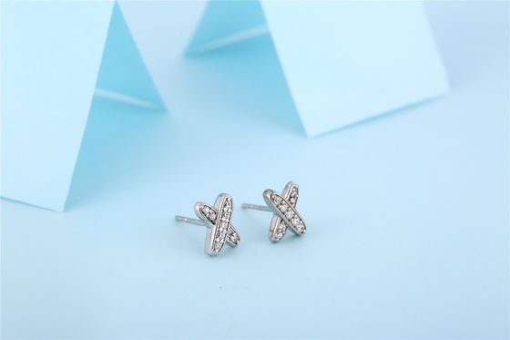 X Shape 925 모이사나이트 스드 귀걸이 스터링 은 보석