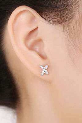 X Shape 925 모이사나이트 스드 귀걸이 스터링 은 보석