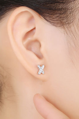 X Shape 925 모이사나이트 스드 귀걸이 스터링 은 보석