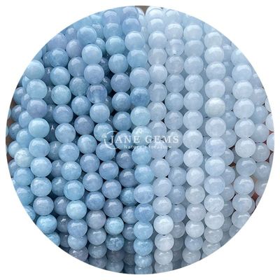 도매 원형 천연 돌 진주 원형 느슨 보석 진주 액세서리 8mm 아쿠아마린 느슨 진주 DIY 보석