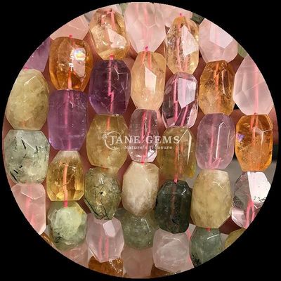 Amethyst Citrine Gem Bead Natural Crystal Raw Rough Faceted Stone Loose Bead Strands For Bracelets