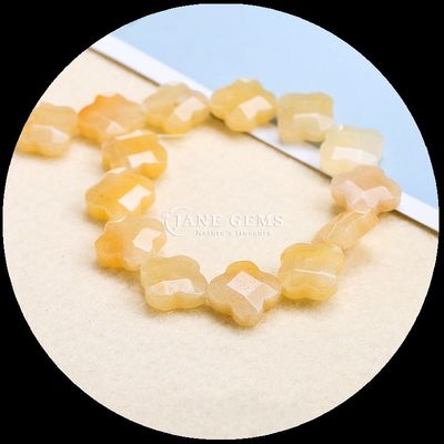 Carnelian Topaz Gem Bead Natural Crystal Clover Shape Stone Loose Bead Strands For Bracelets