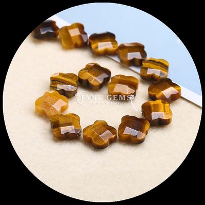 Carnelian Topaz Gem Bead Natural Crystal Clover Shape Stone Loose Bead Strands For Bracelets