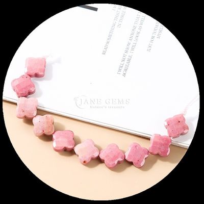 Red Aventurine Amazonite Gem Bead Natural Crystal Clover Shape Stone Loose Bead Strands For Bracelets