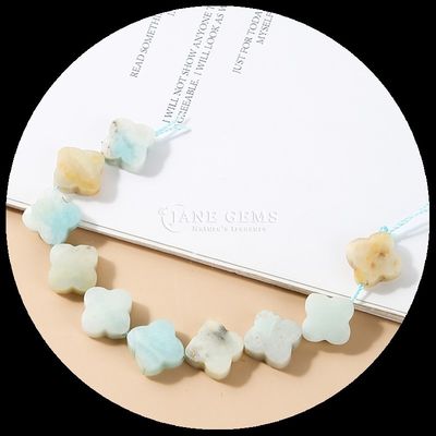 Red Aventurine Amazonite Gem Bead Natural Crystal Clover Shape Stone Loose Bead Strands For Bracelets