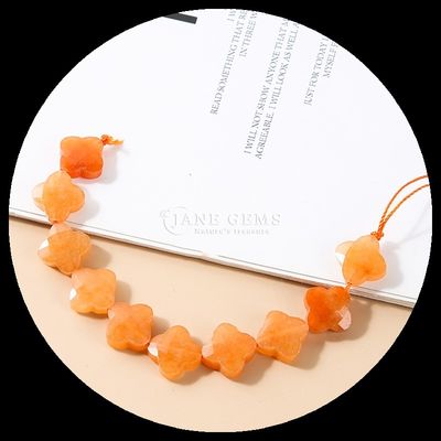 Red Aventurine Amazonite Gem Bead Natural Crystal Clover Shape Stone Loose Bead Strands For Bracelets