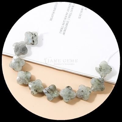 Red Aventurine Amazonite Gem Bead Natural Crystal Clover Shape Stone Loose Bead Strands For Bracelets