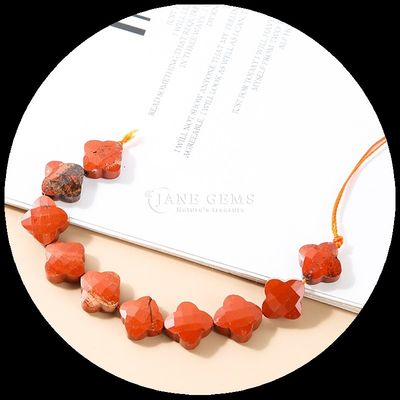 Red Aventurine Amazonite Gem Bead Natural Crystal Clover Shape Stone Loose Bead Strands For Bracelets