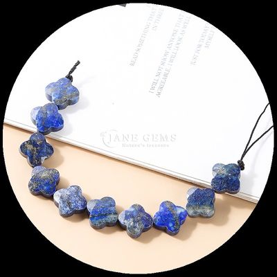 Sunstone Lapis Lazuli Gem Bead Natural Crystal Clover Shape Stone Loose Bead Strands For Bracelets