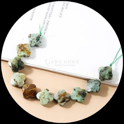 Sunstone Lapis Lazuli Gem Bead Natural Crystal Clover Shape Stone Loose Bead Strands For Bracelets