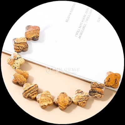 Sunstone Lapis Lazuli Gem Bead Natural Crystal Clover Shape Stone Loose Bead Strands For Bracelets