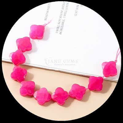 Malachite Dalmatian Jasper Gem Bead Natural Crystal Clover Shape Stone Loose Bead Strands For Bracelets