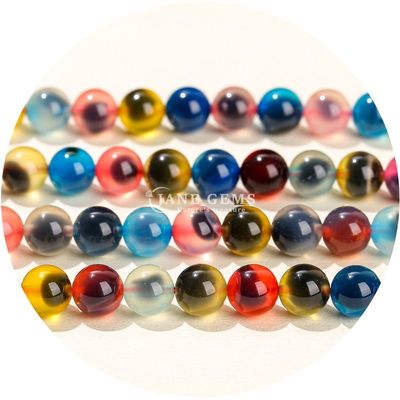 레인보우 설탕 아가트 느슨한 진주 둥근 진주 DIY 보석 액세서리 선물 만들기 위한 진주