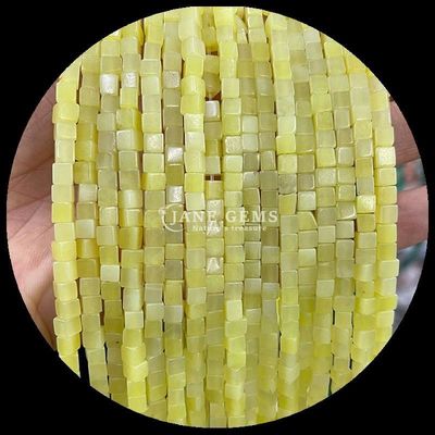큐브 사각형 모양 천연 보석 진주 레몬 자이드 로도나이트 느슨한 진주 스트랜드 치료 및 DIY 보석