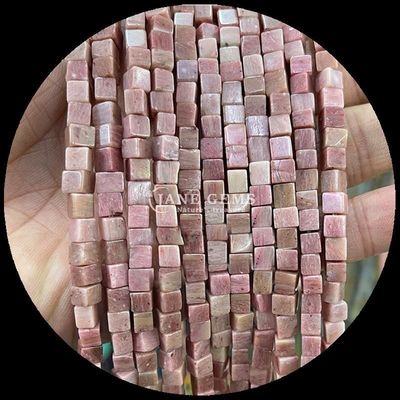 큐브 사각형 모양 천연 보석 진주 레몬 자이드 로도나이트 느슨한 진주 스트랜드 치료 및 DIY 보석
