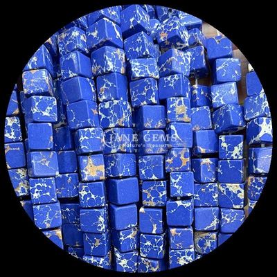 큐브 사각형 모양 천연 보석 진주 레몬 자이드 로도나이트 느슨한 진주 스트랜드 치료 및 DIY 보석