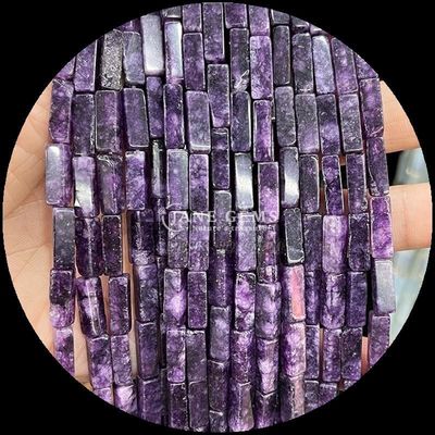 닦은 완성 직사각형 보석 진주 보라색 칼케돈 지도 자스퍼 4x13mm DIY 보석