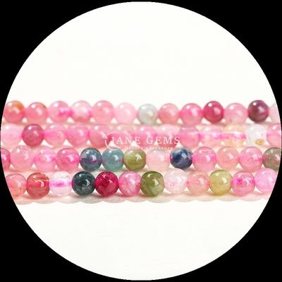 생동감 넘치는 둥근 다채로운 DIY 보석 미니 느슨 투르말린 노란색 자이드 느슨한 스트랜드 진주