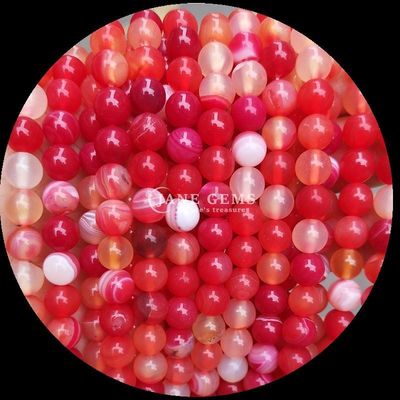 둥근 모양 보석 붉은 줄무늬 아가트 녹색 줄무늬 아가트 귀걸이 DIY 보석 제조를위한 자연 느슨한 진주 나선